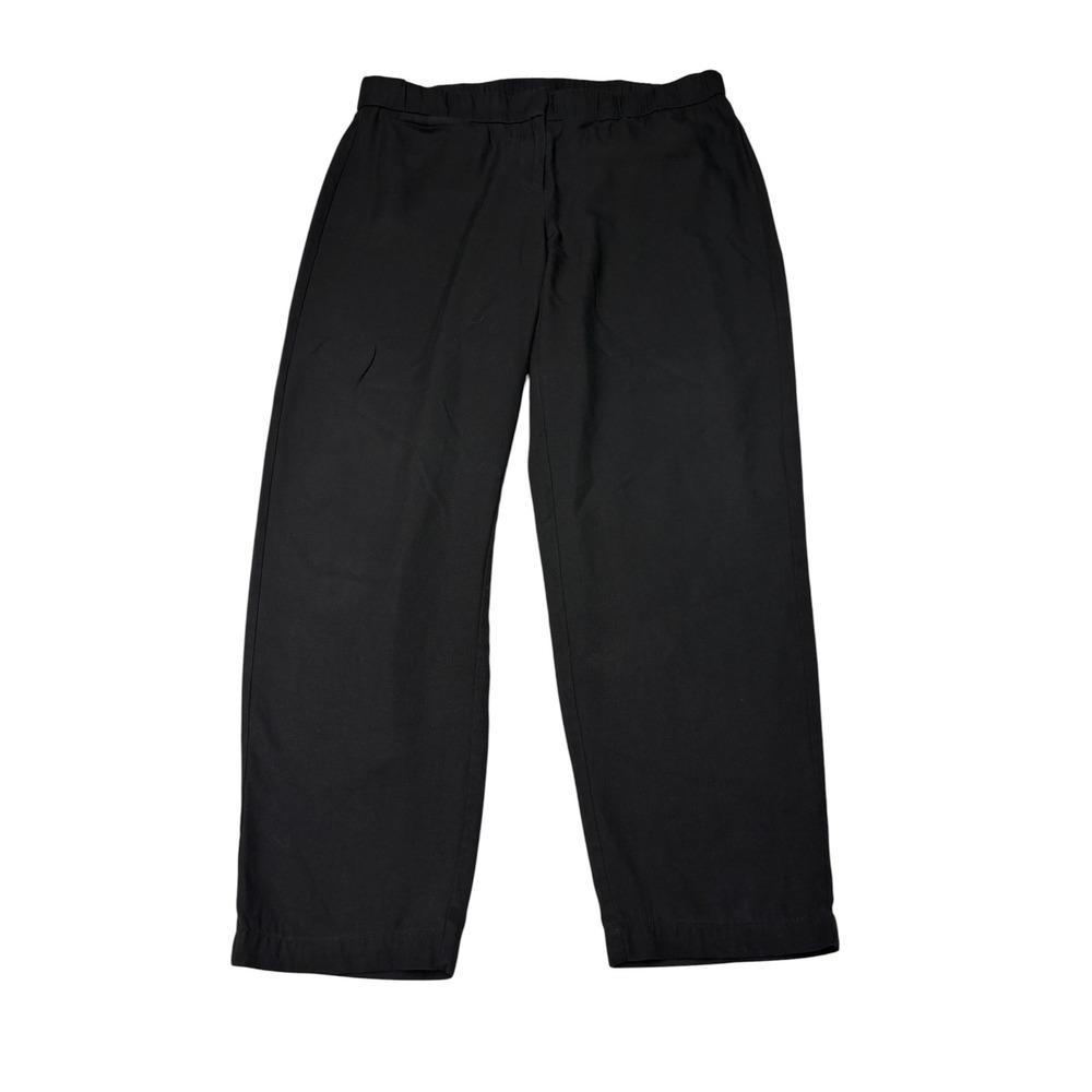 Eileen Fisher Black Tencel Lyocell Wide Leg Elastic Waist Pants Womens M W33 L27